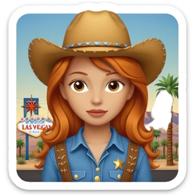 ginger girl in las vegas in a cowboy outfit sticker