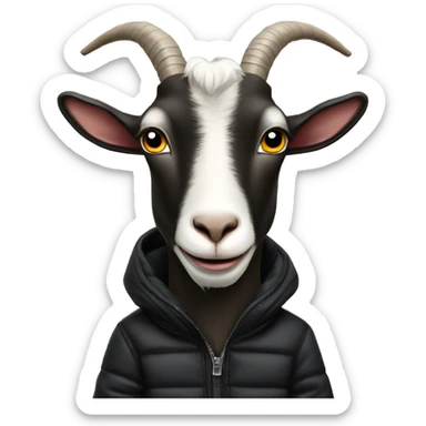 Goat in black puffy coat driving a black Hummer sticker