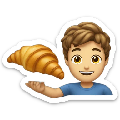 Un garçon qui mange un croissant sticker