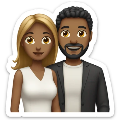 mixed couple , husband is white with a beard and wife is black sticker