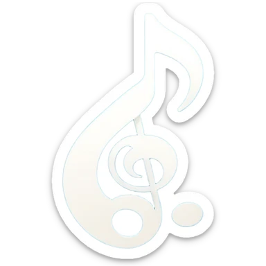 A minimalist and modern white music note icon on a smooth circular background with a vibrant blue and turquoise gradient. Ultra-high resolution, vector style, sharp edges, studio lighting, 4k, smooth texture, flat design, high quality, crisp details sticker