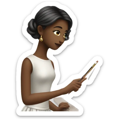 White fancy girl drawing a painting  sticker