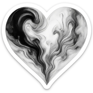 heart with a swirling ink effect sticker