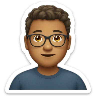 Young fat 10 year old boy wearing glasses with the word feetsal on top of him sticker