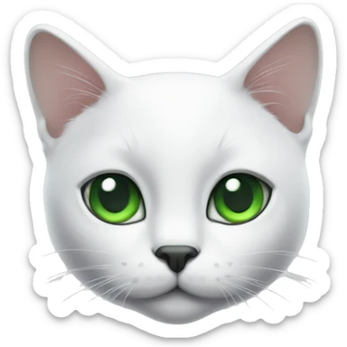 white cat head with black spot on top of head and green eyes  sticker