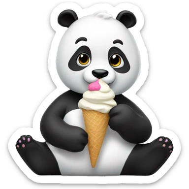 Panda eating ice cream sticker