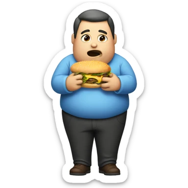 a fatty man is eating sticker