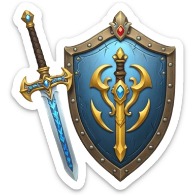 sword and shield, world of war craft style sticker