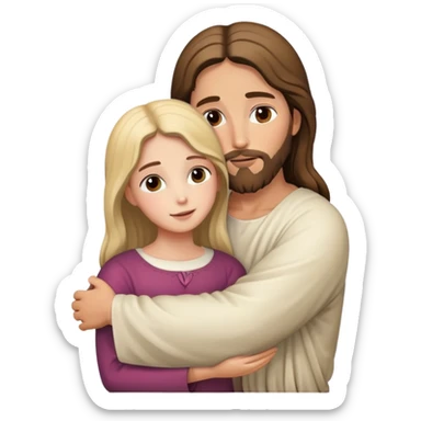 Jesus hugs a girl sticker