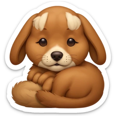 Brown dog closing eyes sticker