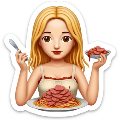  SPAM meat dripping sauce spaghetti dress monalisa portrait sticker