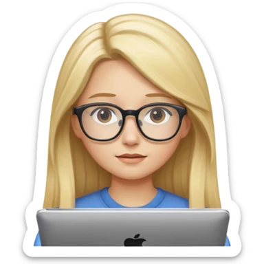 je voudrai un emoji d'une fille aux cheveux longs et blonds avec des lunettes entrain de faire de l'écran sticker