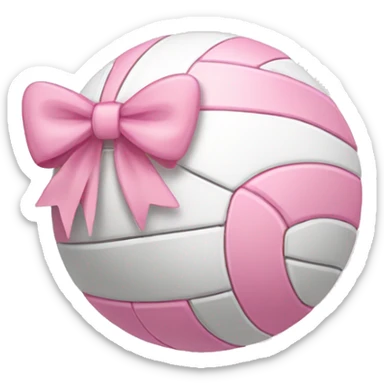 Light pink and white volleyball with light pink bow on top sticker