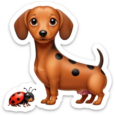 Dachshund with ladybug  sticker