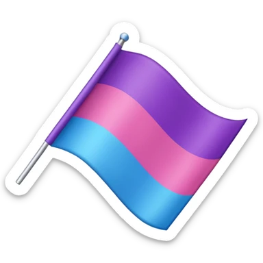 I want a flag, I want the first stripe at the very top of the flag to be pink 🩷. The middle stripe will be the color purple 💜. And finally the bottom stripe will be the color blue 💙. Only those three colors in that exact order. Make the colors more vibrant sticker