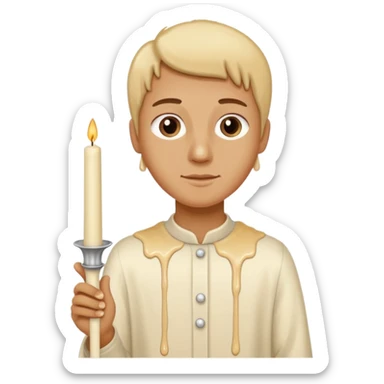 Thin and long Leaning Candle dripping wax as if someone is holding it sticker