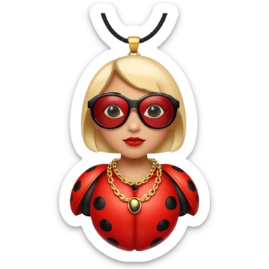 a ladybug thug with sunglasses and a necklace on sticker