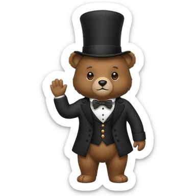 Bear with a full black tophat sticker