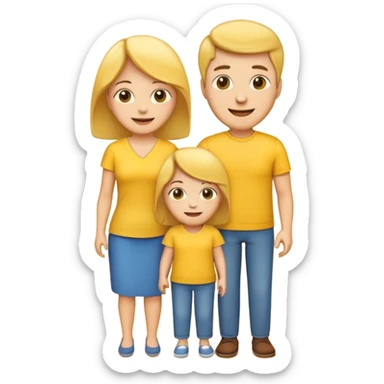 family emoji with mom and dad in the center, son and daughter on each side sticker