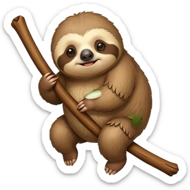 cute fat Sloth on stick sticker