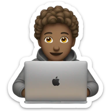 Person working on macbook laptop sticker