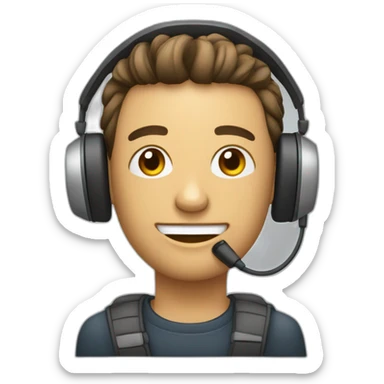 puedes hacer una persona con un computador movil y unos auriculares sticker