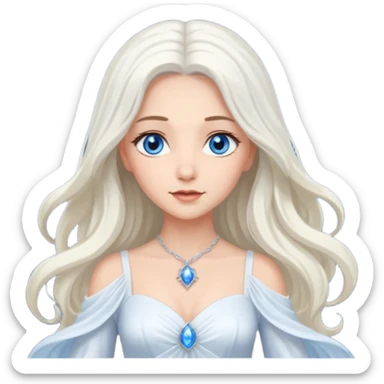 Good Witch of the North from the Wizard of Oz with light skin, blue eyes, white long hair, white outfit sticker