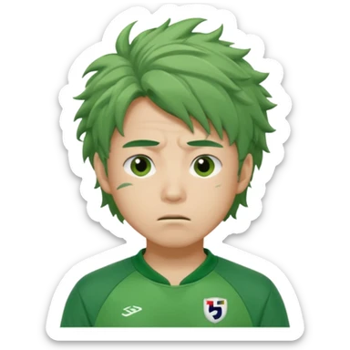 Draw Seong Gi-hun (Player 456) with messy hair, green tracksuit & tired but hopeful expression. sticker