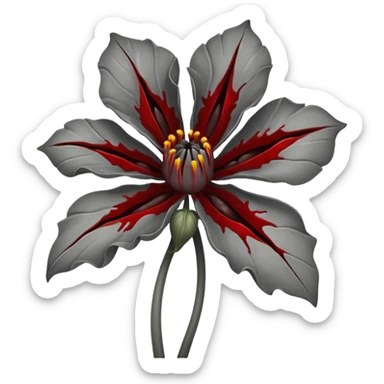 Grey creepy flower with red and blood on inside sticker