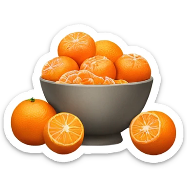 tangerines with pealed tangerines on a bowl  sticker