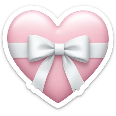 Pastel pink heart with white bow sticker