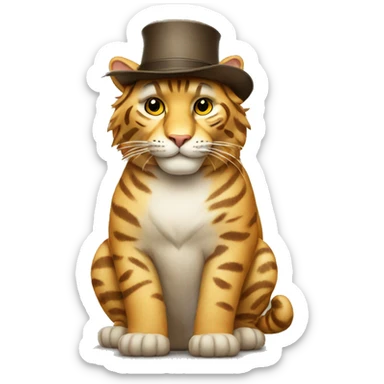 Big cat with hat sticker