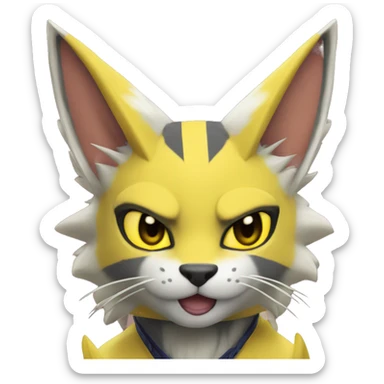 Yellow lombax-Zeraora-Renamon-cat sticker
