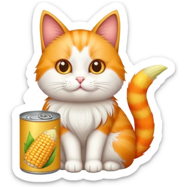 cat holding a can of corn sticker