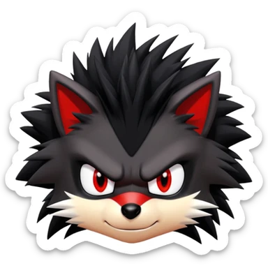 Shadow the Hedgehog with black fur, red stripes, white chest fur, and red eyes sticker