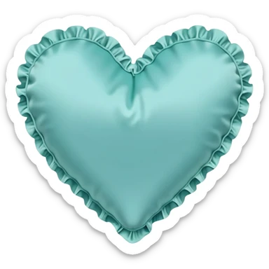 Light turquoise silk heart shaped pillow with ruffles sticker