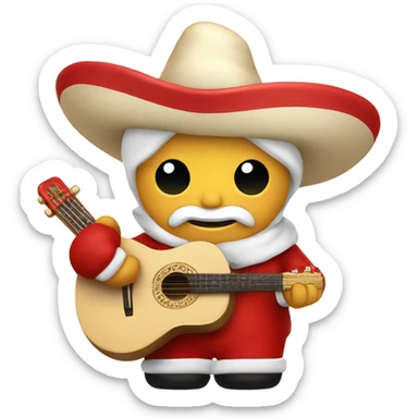 Santa with a mariachi sombrero in cream and red sticker