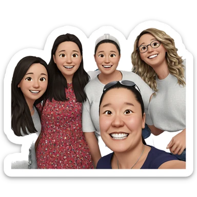 smiling girls with balloons sticker