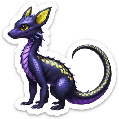 Shiny beautiful gorgeous ethereal Scaley Exotic Salandit-Umbreon-Fakémon-hybrid-creature (full body) sticker