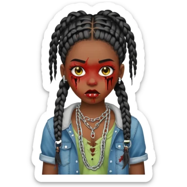 swag zombie black girl with braids sticker
