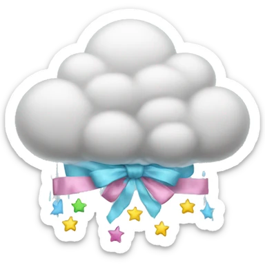 Cloud with bows instead of rain drops  sticker