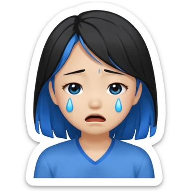 Asian girl crying more like this 😭 make the tears blue make the hair black all of the hair black sticker