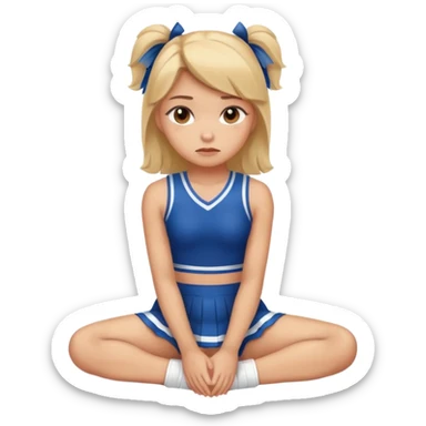 Sad cheerleader sitting with her knees pulled to her chest sticker
