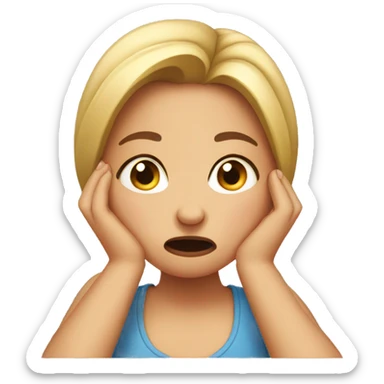 a girl biting her nail being stressed  sticker