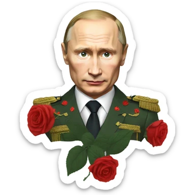 putin with a roses sticker