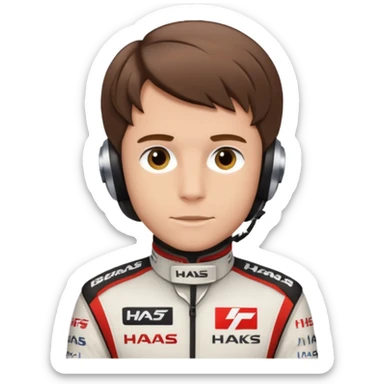 The Formula 1 Driver Oliver Bearman (brown to the front styled hair)in Haas F1 Suit sticker