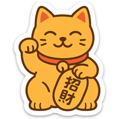 Gold Chinese lucky cat in a flat toon style  sticker
