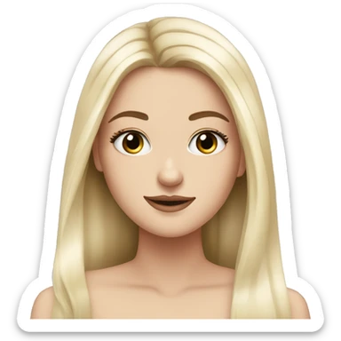 pretty white girl with lashes and black long hair straight hair sticker