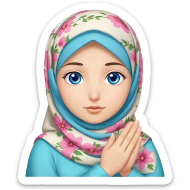 Turkish beautiful finish Konya girl blue eyes with floral hijab and dua  sticker