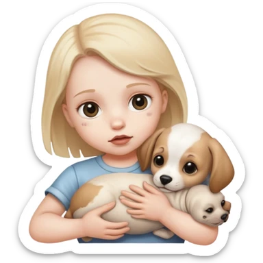 Baby holding a dead dogs head sticker